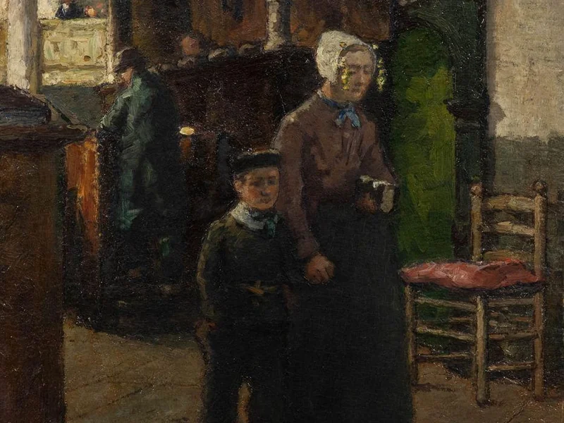 1849-Richard Bisschop - Madre e figlio che frequentano la chiesa